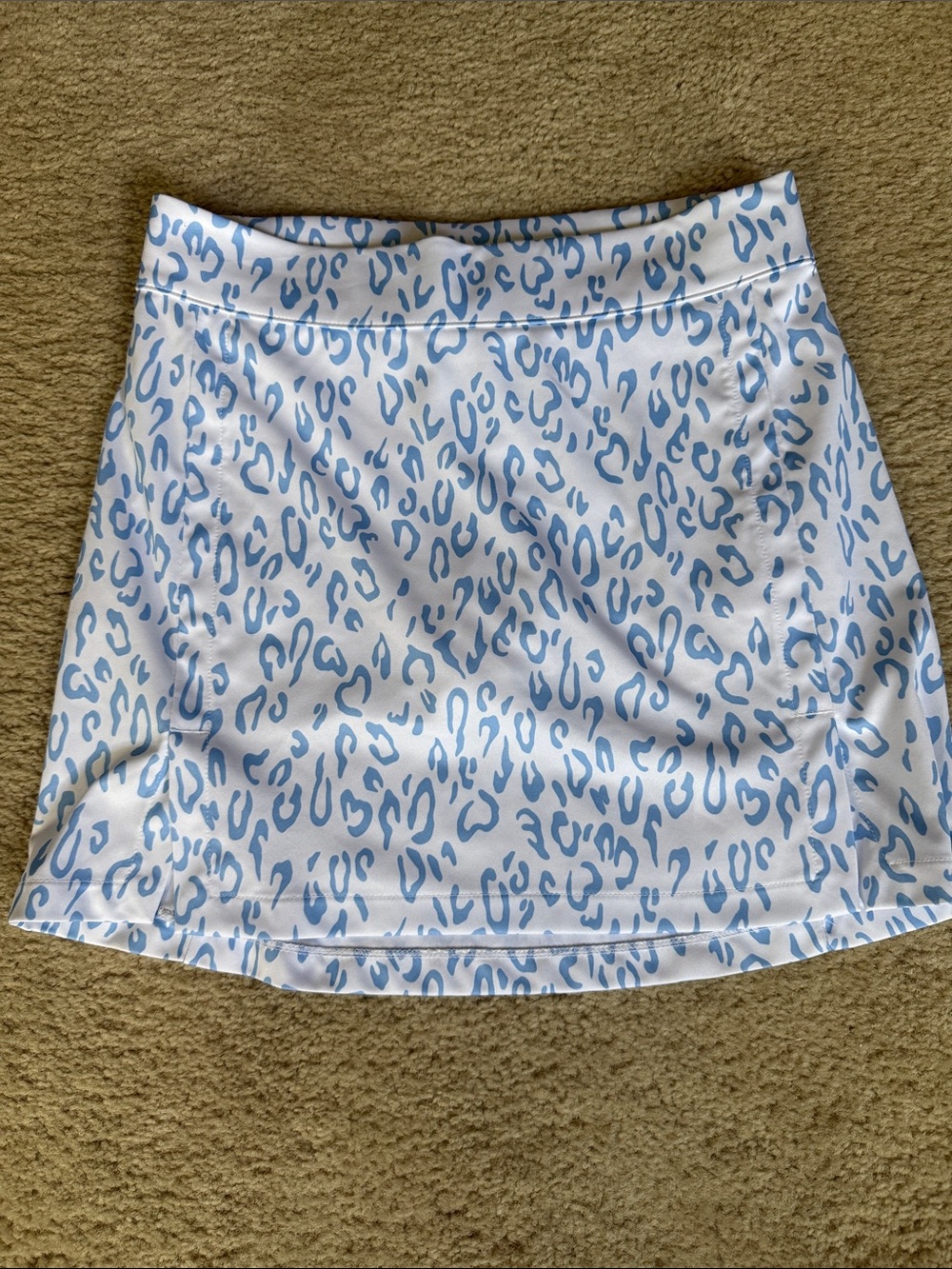 J.Lindeberg White Mini Skirt with Light Blue Leopard Print